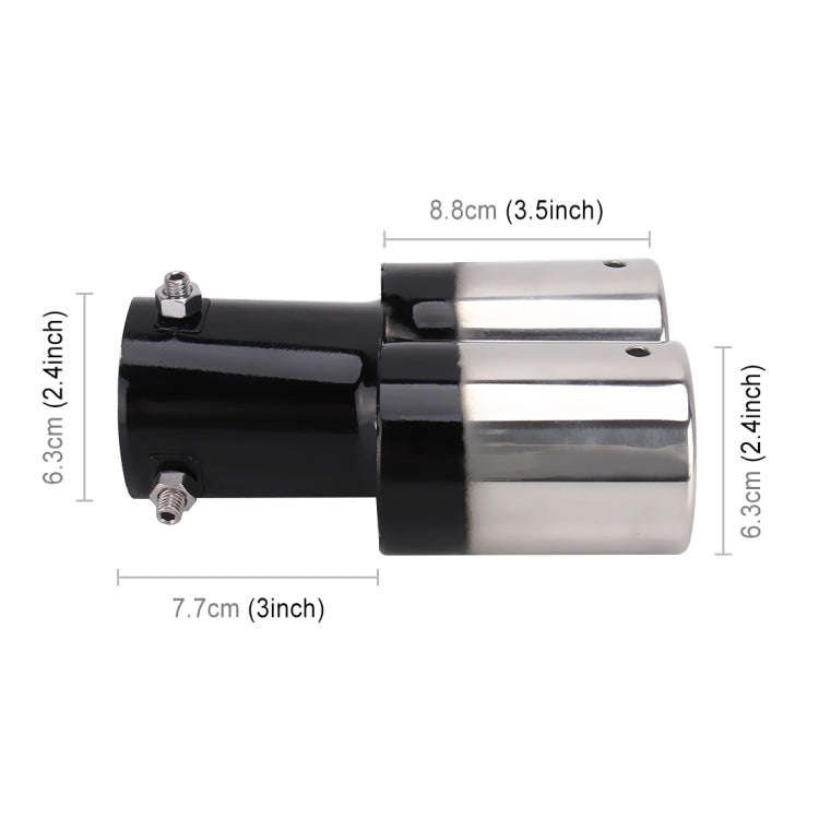 Universal Car Styling Stainless Steel Straight Double Outlets Exhaust Tail Muffler Tip Pipe(Black)