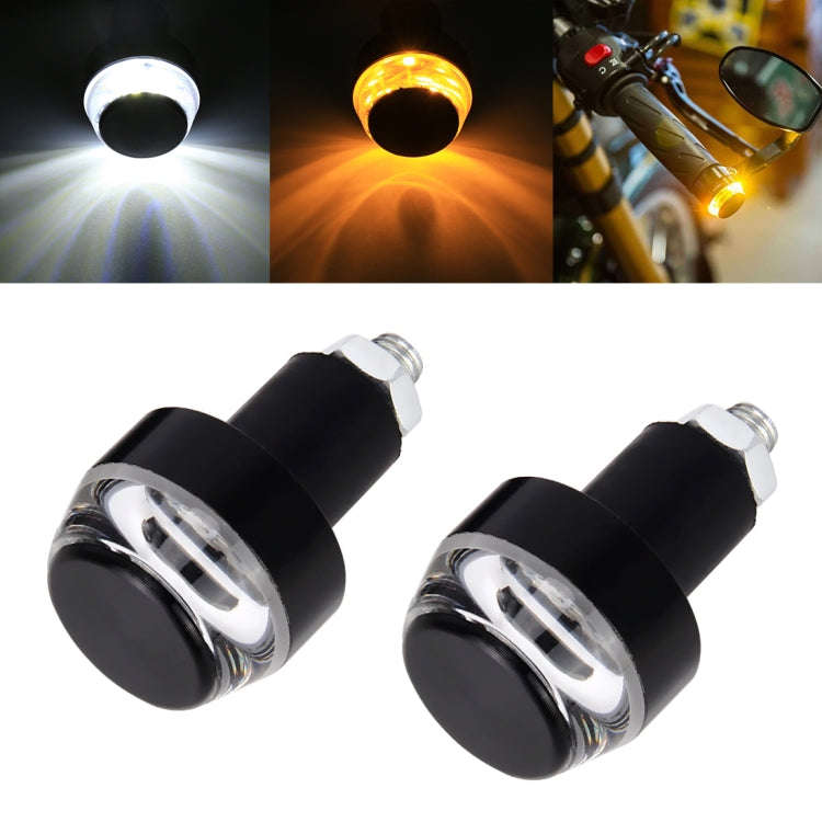 Pair Motorcycle Turn Double Light Grip Bar Plug Strobe Side Marker End LED Handlebar Lamp, Yellow...