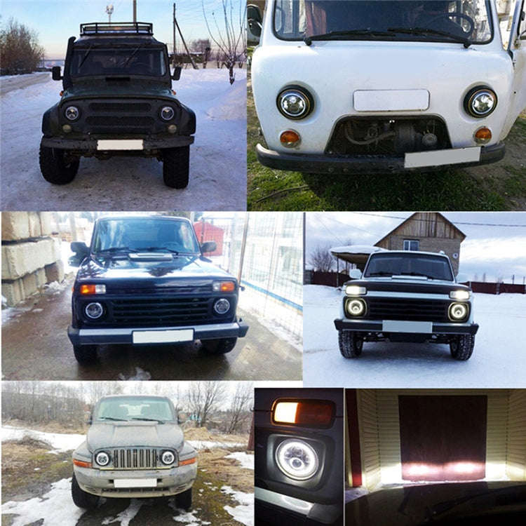 2 PCS 7 inch IP68 Waterproof 6500K 75W LED Headlight Hi/Lo Beam Driving Lamp for Jeep Wrangler JK...