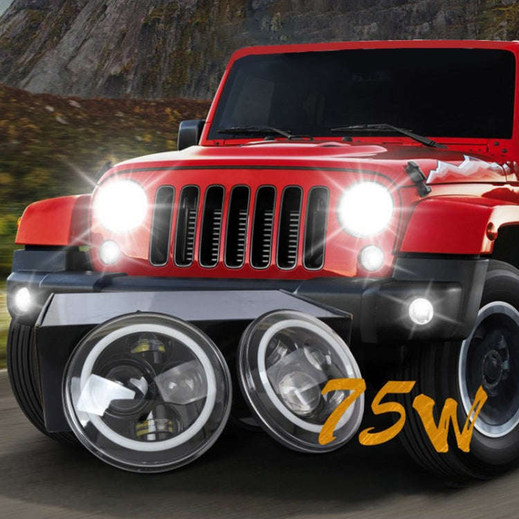 2 PCS 7 inch IP68 Waterproof 6500K 75W LED Headlight Hi/Lo Beam Driving Lamp for Jeep Wrangler JK...