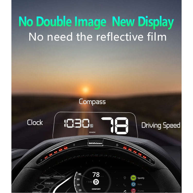 T900 Car GPS HUD Virtual HD Reflection Board Head-up Display, Speed & Driving Distance / Time Dis...