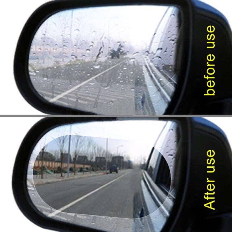 Car Oval PET Rearview Mirror Protective Window Clear Anti-fog Waterproof Rain Shield Film, Size:1...