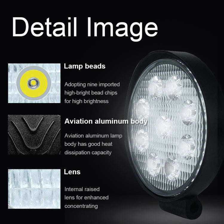 6.7W White Light Round-Shaped Waterproof Car Boat Marine Work Lights Spotlight LED Bulbs, DC 9-30V