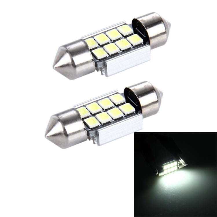 2 PCS 3W 200 LM 6000K 31MM 8 SMD-2835 LEDs Bicuspid Port Decoding Car Dome Lamp LED Reading Light...