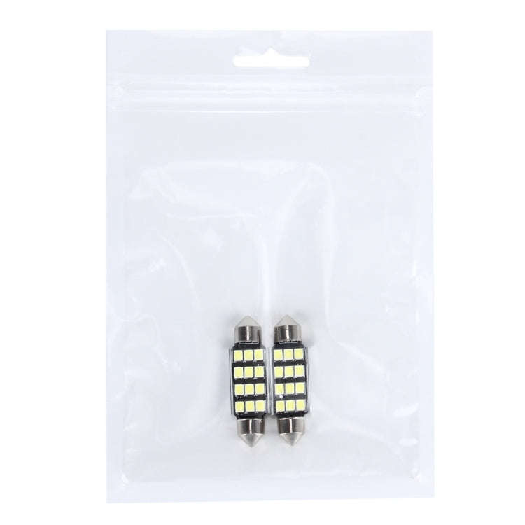 2 PCS 3.5W 250 LM 6000K 39MM 12 SMD-2835 LEDs Bicuspid Port Decoding Car Dome Lamp LED Reading Li...