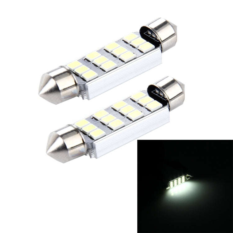 2 PCS 3.5W 250 LM 6000K 41MM 12 SMD-2835 LEDs Bicuspid Port Decoding Car Dome Lamp LED Reading Li...