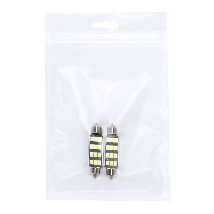 2 PCS 3.5W 250 LM 6000K 41MM 12 SMD-2835 LEDs Bicuspid Port Decoding Car Dome Lamp LED Reading Li...