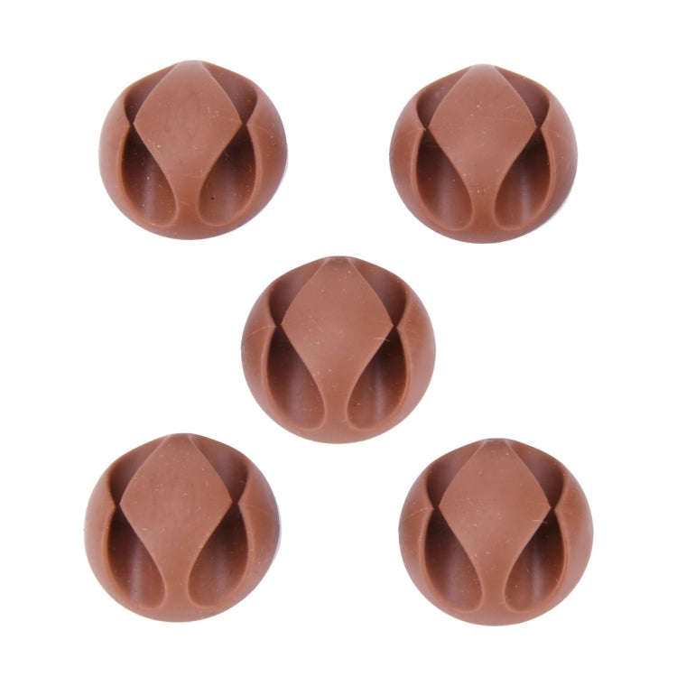 5 PCS Double Hole Cable Clips, Cable Management System and Cord Organizer Solution (Brown)