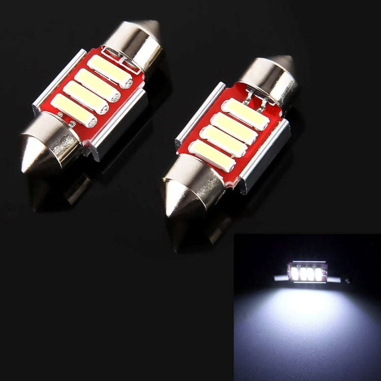 2 PCS 2W 100 LM 6000K 31MM 4 SMD-7020 LEDs Bicuspid Port Decoding Car Dome Lamp LED Reading Light...
