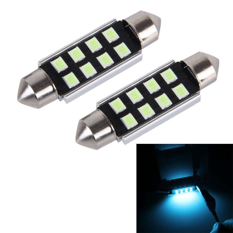 2 PCS DC 12V 2W 39MM 8 SMD-3528 LEDs Bicuspid Port Decoding Car Dome Lamp LED Reading Light(Ice B...