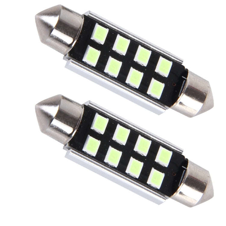 2 PCS DC 12V 2W 36MM 8 SMD-3528 LEDs Bicuspid Port Decoding Car Dome Lamp LED Reading Light(Ice B...