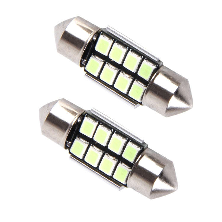 2 PCS DC 12V 2W 31MM 8 SMD-3528 LEDs Bicuspid Port Decoding Car Dome Lamp LED Reading Light(Ice B...