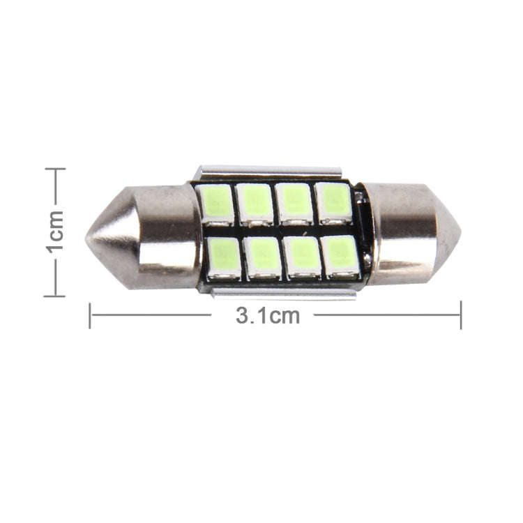 2 PCS DC 12V 2W 31MM 8 SMD-3528 LEDs Bicuspid Port Decoding Car Dome Lamp LED Reading Light(Ice B...