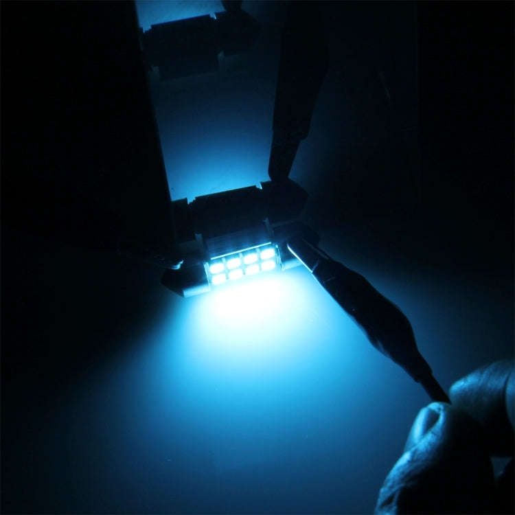2 PCS DC 12V 2W 31MM 8 SMD-3528 LEDs Bicuspid Port Decoding Car Dome Lamp LED Reading Light(Ice B...