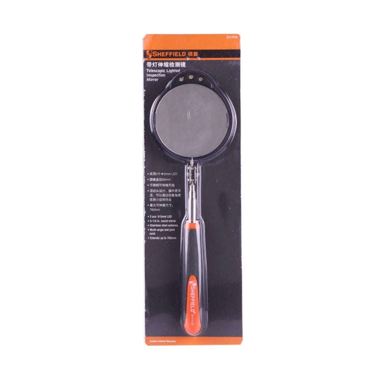 Retractable Vehicle Car Chassis Inspection Mirror with 3 PCS 5mm LED Lights, Mirror Diameter: 82m...
