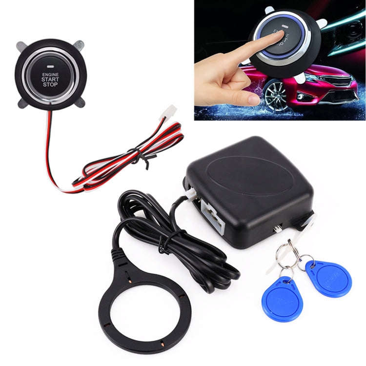 Smart Car Switch Car Engine Start Stop Switch Car Push Start Switch, with RFID Alarm System, Blue...