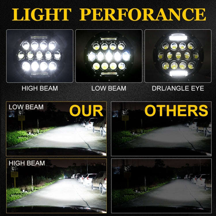 2 PCS 7 inch DC10-48V 36W 6000K Harley Motorcycle Headlight with 12 SMD-5630-LED Lamps and 12 Cry...