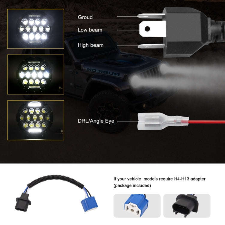 2 PCS 7 inch DC10-48V 36W 6000K Harley Motorcycle Headlight with 12 SMD-5630-LED Lamps and 12 Cry...