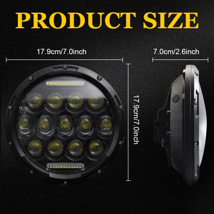 2 PCS 7 inch DC10-48V 36W 6000K Harley Motorcycle Headlight with 12 SMD-5630-LED Lamps and 12 Cry...