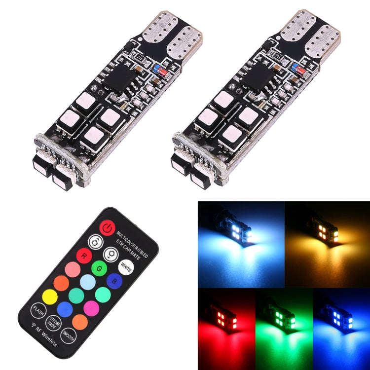 2 PCS W5W 194 T10 Multi Colors 10 SMD 3535 LED Car Clearance Light Marker Light with Remote Contr...
