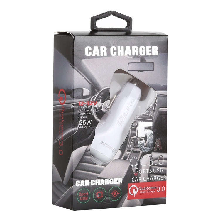 LZ-429 QC3.0 2.4A Three USB Ports Smart Quick Car Charger(White)