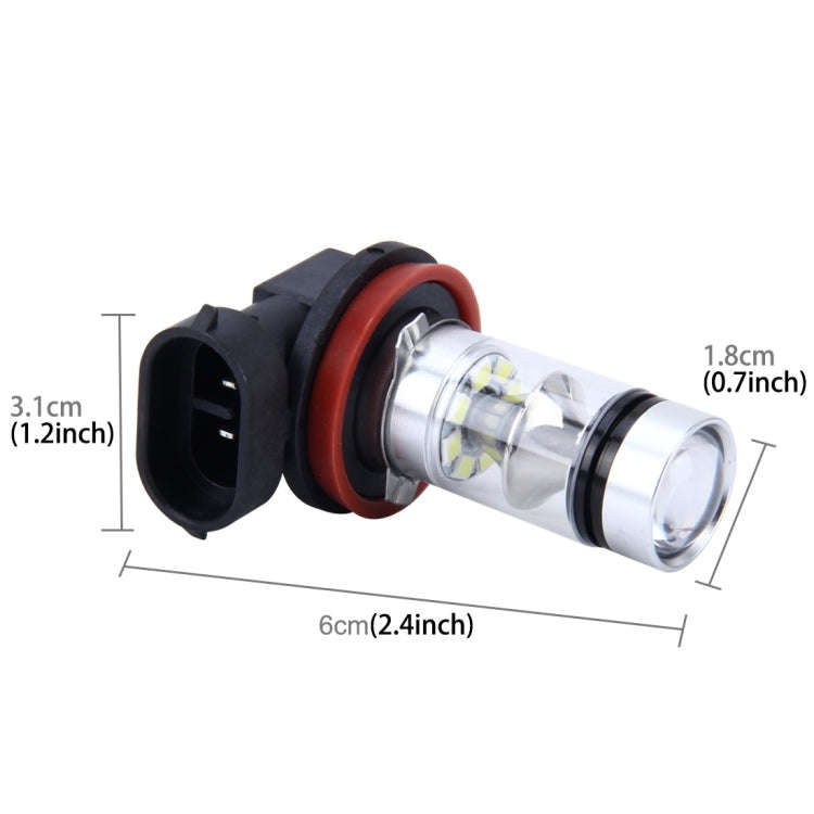 2 PCS H8/H11 10W 500LM 6000K 20SMD-2835 LEDs Car Fog Lights, DC 12V(White Light)