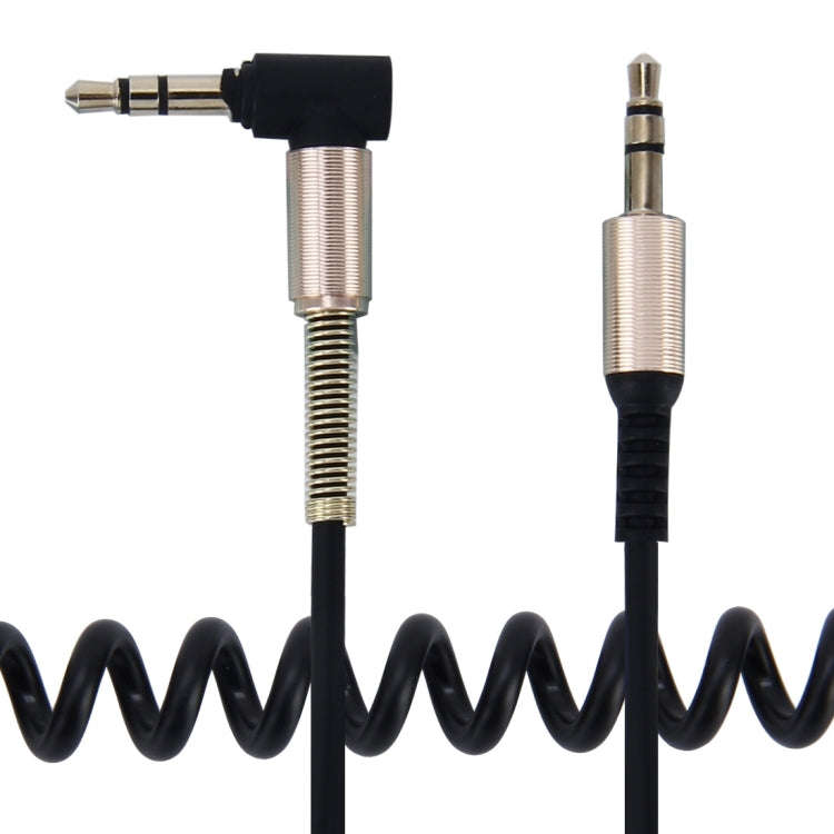 3.5mm 3-pole Male to Male Plug Audio AUX Retractable Coiled Cable, Length: 1.5m(Black)