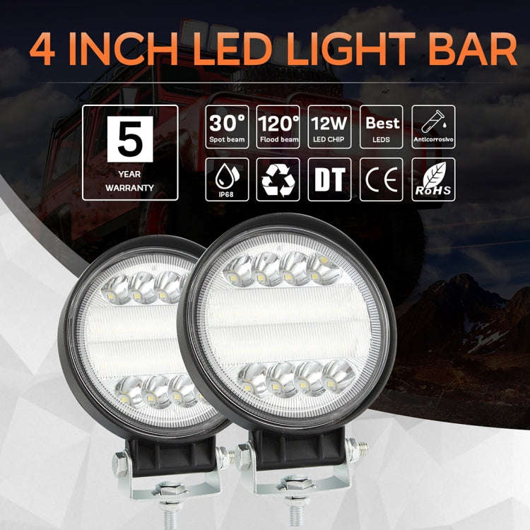 2 PCS 4 inch 15W Spot / Flood Light White Light Round-Shaped Waterproof Car SUV Work Lights Spotl...