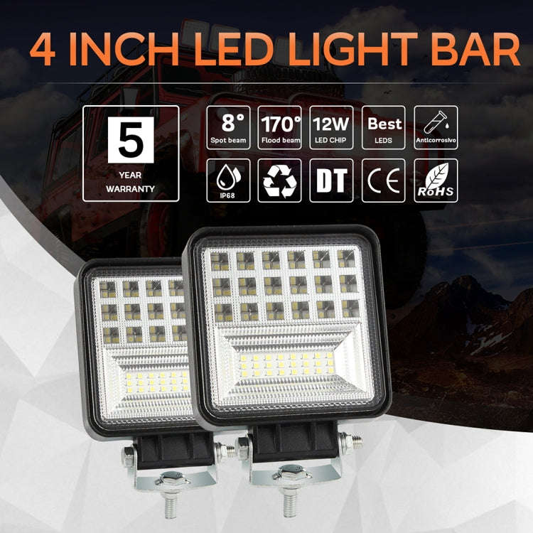 2 PCS 4 inch 20W Spot / Flood Light White Light Square-Shaped Waterproof Car SUV Work Lights Spot...