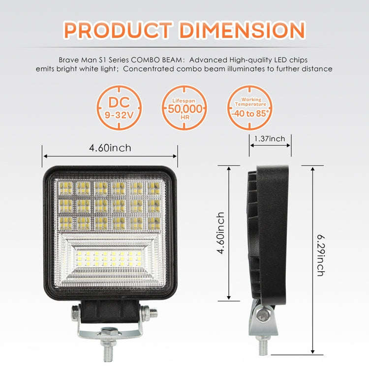 2 PCS 4 inch 20W Spot / Flood Light White Light Square-Shaped Waterproof Car SUV Work Lights Spot...