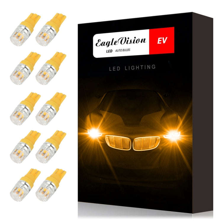 10 PCS T10 2W 100LM IP67 LEDs Bulbs Prismatic Shape Car Lens Decoder Mini Lamps DC 12V, with 2LED...
