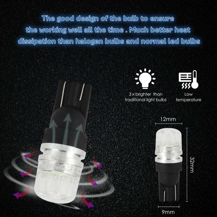 10 PCS T10 2W 100LM IP67 LEDs Bulbs Prismatic Shape Car Lens Decoder Mini Lamps DC 12V, with 2LED...