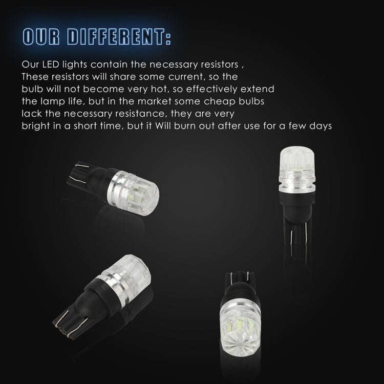 10 PCS T10 2W 100LM IP67 LEDs Bulbs Prismatic Shape Car Lens Decoder Mini Lamps DC 12V, with 2LED...