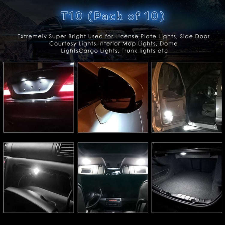 10 PCS T10 2W 100LM IP67 LEDs Bulbs Prismatic Shape Car Lens Decoder Mini Lamps DC 12V, with 2LED...