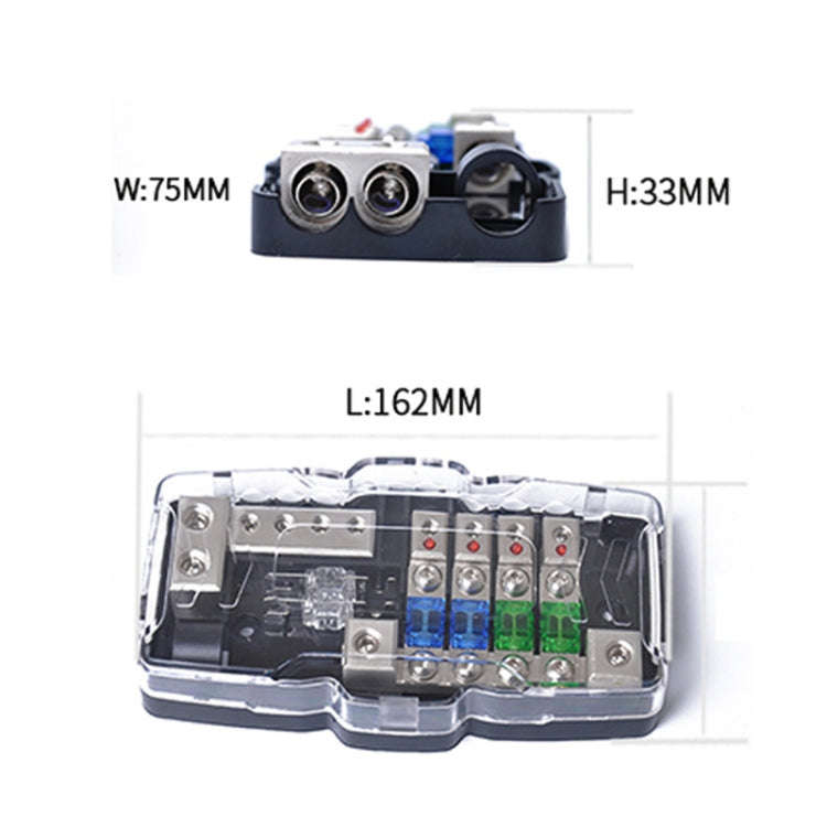 Car Audio Stereo Distribution Block Ground Mini ANL Fuse Block 4 Way Fuse Block 30A 60A 80Amp wit...