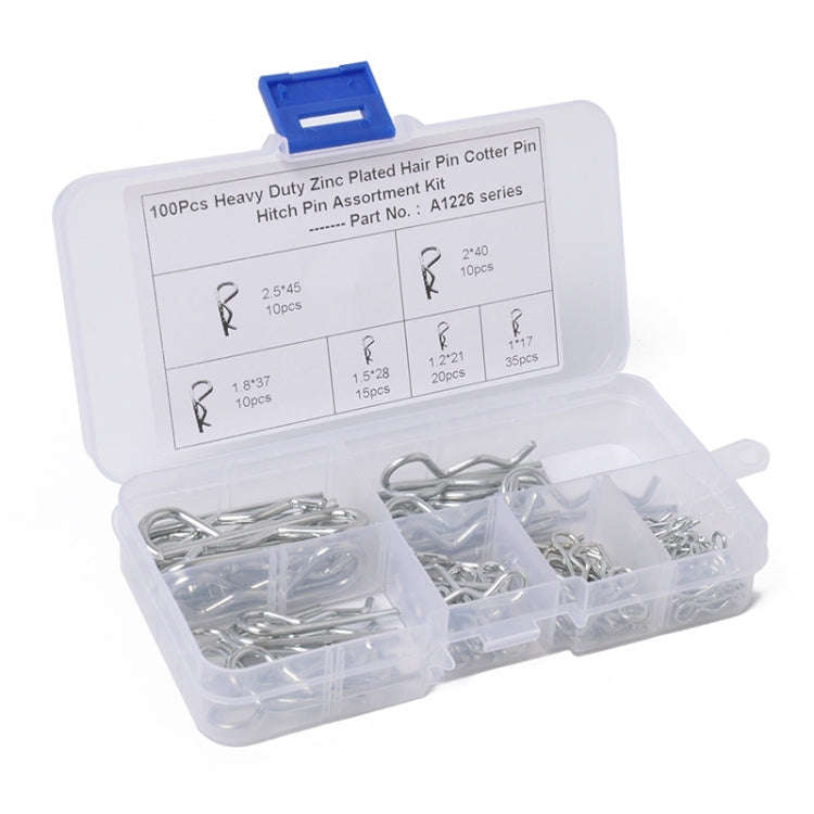 100 PCS Heavy Duty Zinc Plated Cotter R Tractor Clip Pin for Car / Boat / Garages