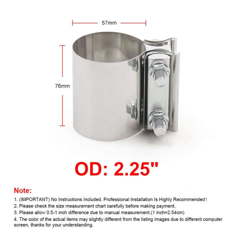 2.25 inch Car Turbo Exhaust Downpipe Stainless Steel Lap Joint Band Clamp