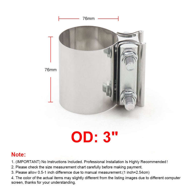 3 inch Car Turbo Exhaust Downpipe Stainless Steel Lap Joint Band Clamp
