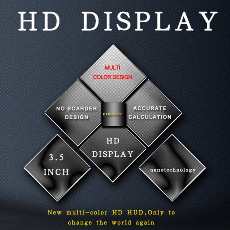 A2 HUD 3.5 inch HD GPS Car Head Up Display, Speed & Over Speed Alarm, Compass, Freely Switch Betw...