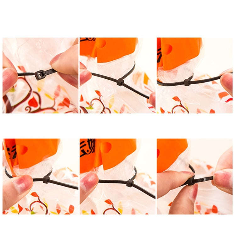 100pcs /Pack 8mm*200mm Nylon Cable Ties(Black)