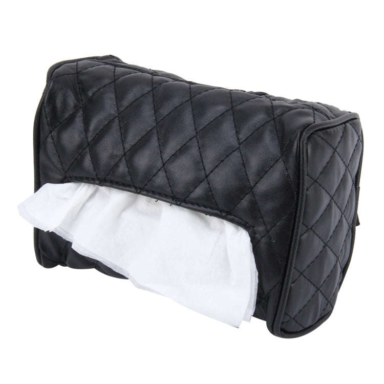 Car Auto Leather Sun Visor Backseat Hanger Tissue Box Paper Napkin Bag (Not Include Napkin)(Black)