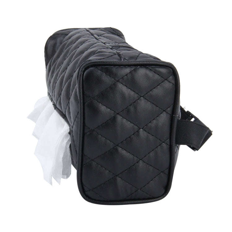 Car Auto Leather Sun Visor Backseat Hanger Tissue Box Paper Napkin Bag (Not Include Napkin)(Black)