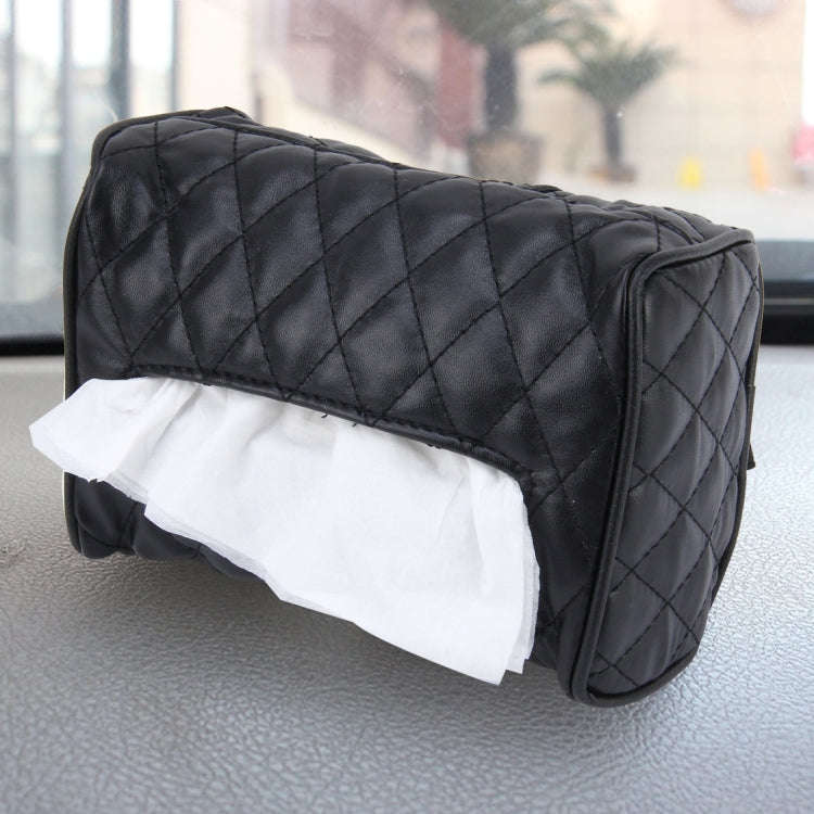 Car Auto Leather Sun Visor Backseat Hanger Tissue Box Paper Napkin Bag (Not Include Napkin)(Black)