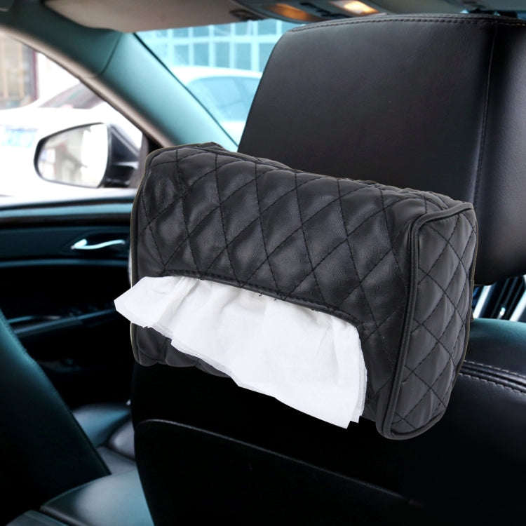 Car Auto Leather Sun Visor Backseat Hanger Tissue Box Paper Napkin Bag (Not Include Napkin)(Black)