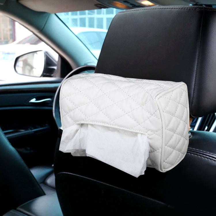 Car Auto Leather Sun Visor Backseat Hanger Tissue Box Paper Napkin Bag (Not Include Napkin)(White)