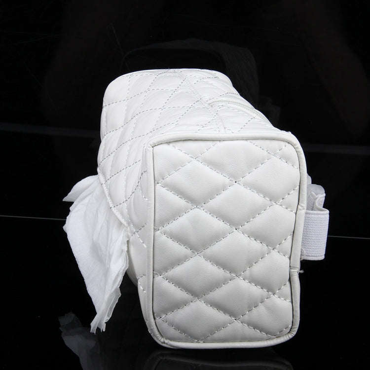 Car Auto Leather Sun Visor Backseat Hanger Tissue Box Paper Napkin Bag (Not Include Napkin)(White)