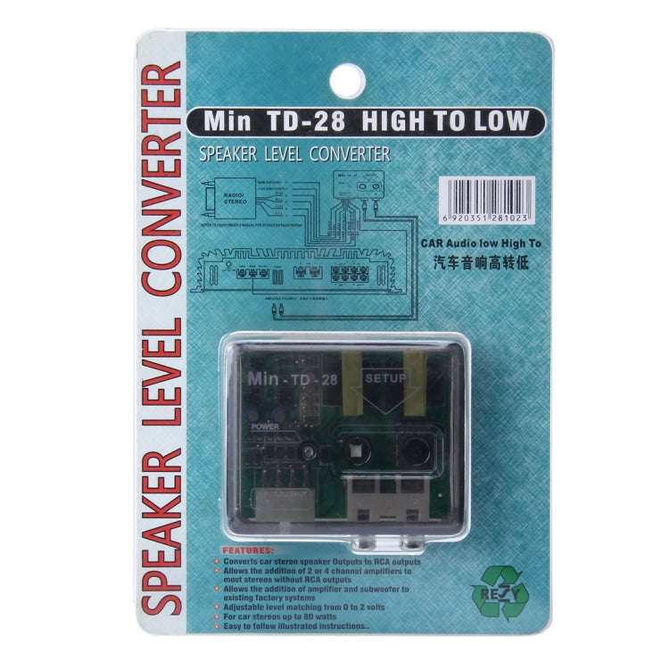 TD-28 Vehicle Car High to Low Impedance Converter Adapter Speaker to RCA Line