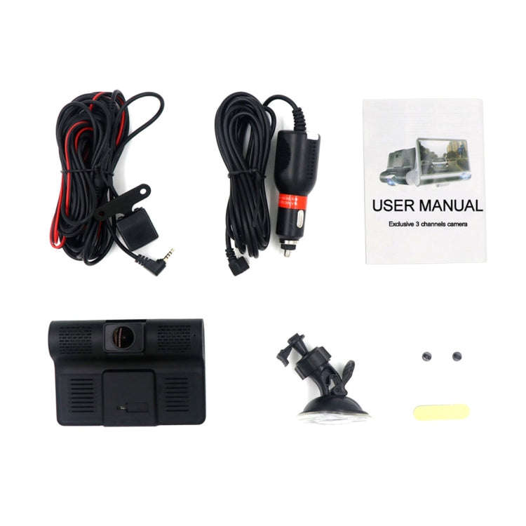 4.0 inch IPS Screen 5.0 Mega Pixels 170 Degrees Wide Angle Full HD 1080P 3 Channels Video Car DVR...