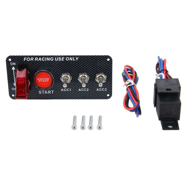 12V / 30A Carbon Fiber Racing Car 12V LED Ignition Switch Panel Engine Start Push Button LED Car ...