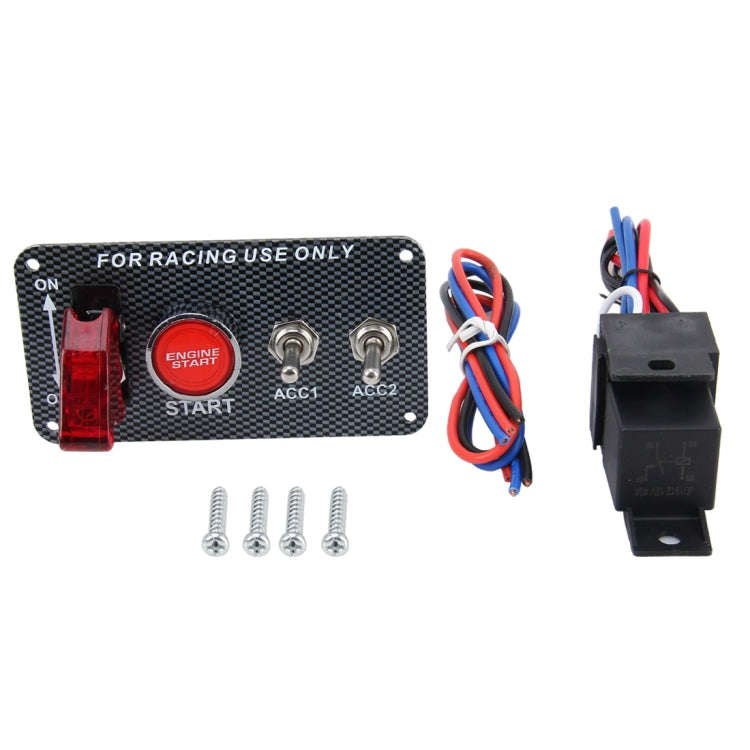 Racing Car Ignition Switch Panel Engine Start Start Push Button LED Racing Toggle Switch 12V Carb...